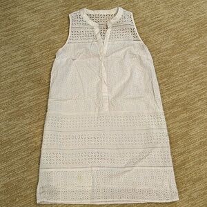 Loft white eyelet dress; knee length